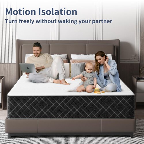 MOLPHIT Queen Mattress, 12 Inch Hybrid Mattress with Breathable Foam and Pocket Springs, Medium Firm Memory Foam Mattress for Back Pain Relief, Mattress in a Box, 60×80×12 Inch