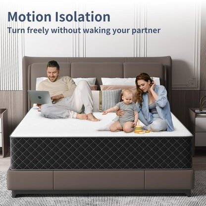 MOLPHIT Queen Mattress, 12 Inch Hybrid Mattress with Breathable Foam and Pocket Springs, Medium Firm Memory Foam Mattress for Back Pain Relief, Mattress in a Box, 60×80×12 Inch