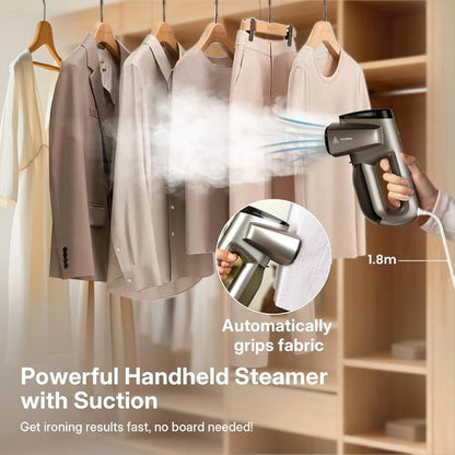 GKJ Handheld Clothes Steamer - 2-in-1 Vacuum & Iron | Portable Travel Fabric Steamer, 2300Pa Suction, 118ml Tank