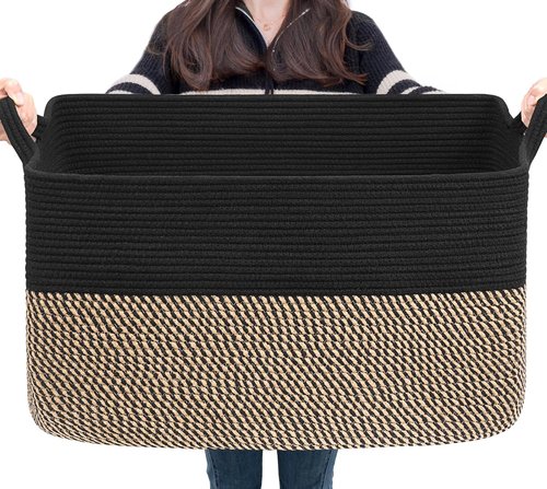 Goodpick Large Wicker Storage Basket - 22" x 17" x 12" | Versatile Organizer for Toys & Laundry