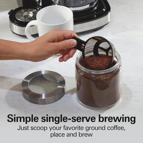 Hamilton Beach 2-Way Programmable Coffee Maker - 12 Cup Glass Carafe & Single Serve, Black/Silver