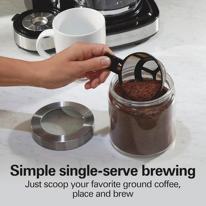 Hamilton Beach 2-Way Programmable Coffee Maker - 12 Cup Glass Carafe & Single Serve, Black/Silver