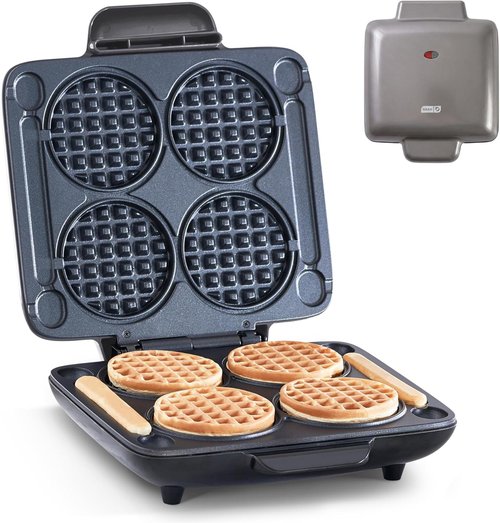 Dash Multi Mini Waffle Maker - Makes Four Delicious Waffles at Once - Dual Nonstick Plates & Easy Release - Compact Graphite Design
