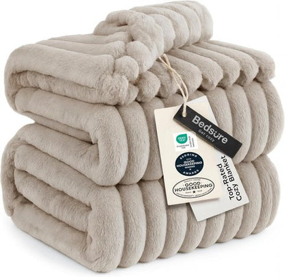 Bedsure GentleSoft Light Brown Full Blanket - Cozy Fleece Throw for Couch, Perfect Gift for Women | 84x90 Inches