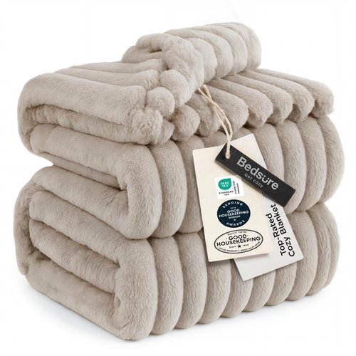 Bedsure GentleSoft Light Brown Fleece Blanket for Couch - Cozy Soft Blankets for Women, Cute Small Throws for Girls, 108x90 Inches
