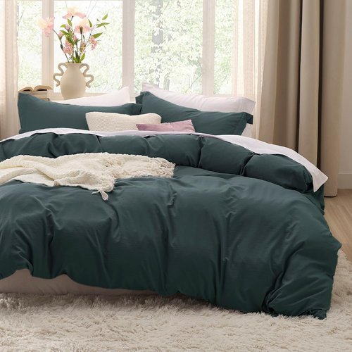 Bedsure Forest Green Duvet Cover Set - Extra Soft Twin/Twin XL Bedding with Zipper Closure & Pillow Sham