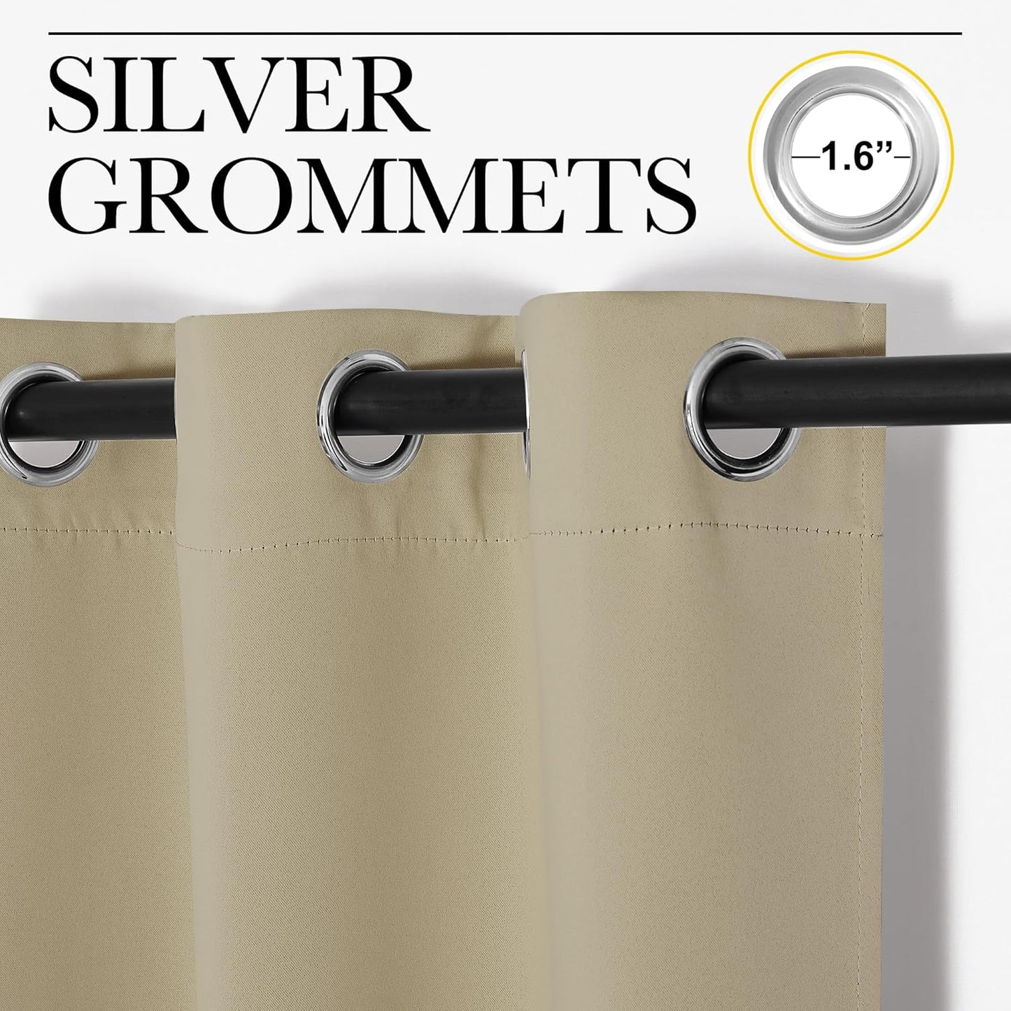 NICETOWN Thermal Insulated Grommet Curtains - Room Darkening Drapes for Bedroom | Cocoa Eggnog, 2 Panels, 42x63 Inches