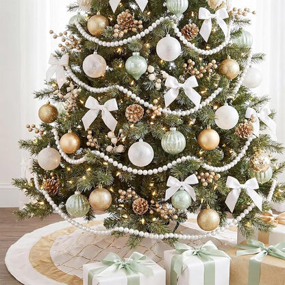 6 Pack 72ft Pearl Garland for Christmas Tree Decor – 12mm Beads, Large Pearl Strand