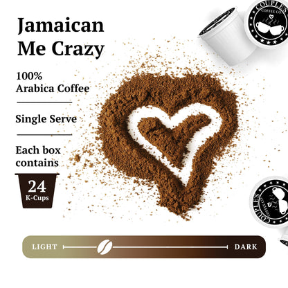 Couple's Coffee K-Cups | Jamaican Me Crazy Medium Roast Coffee Pods | Gourmet Flavored Coffee with Smooth Vanilla Caramel Flavors | 100% Arabica Beans | Compatible with Keurig & Single Serve Brewers | 24 Count