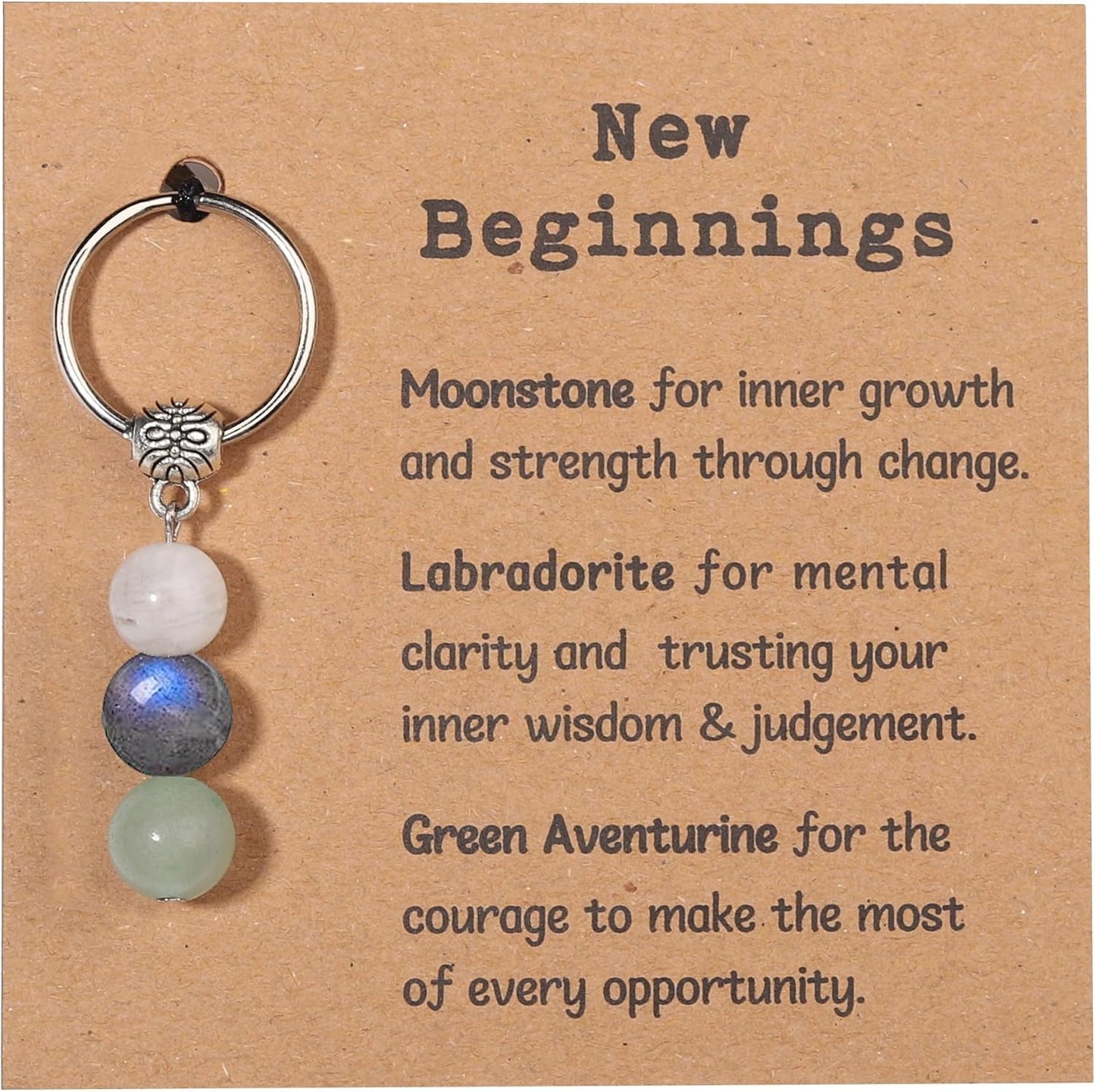 Natural Crystals Keychain Gift for New Beginnings, New Beginnings Gifts for Coworker Anxiety Relief Keychain for Women