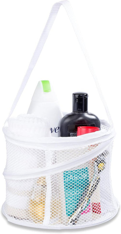 Handy Laundry Portable Shower Caddy - Collapsible Mesh Organizer with Quick Dry Drainage | Large White Compartments for Dorm, Gym & Travel