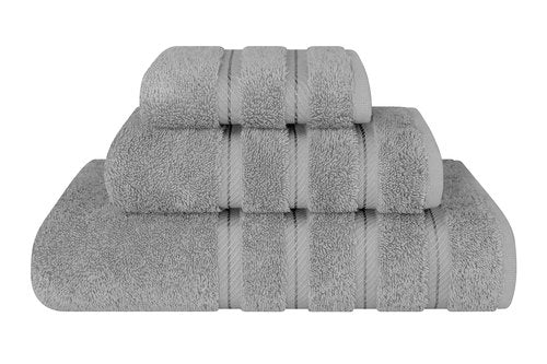 American Soft Linen Premium 3 Piece Towel Set, 1 Bath Towel 1 Hand Towel 1 Washcloth, 600 GSM 100% Cotton Turkish Towels for Bathroom, Light Grey Towel Set