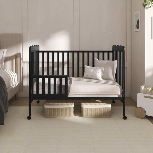 Dream On Me Carson Classic 3-in-1 Convertible Full-Size Baby Crib in Black, GreenGuard Gold & BSA, 4 Mattress Heights, Converts to Day & Toddler Bed, Locking Wheels, Classic Nursery Design