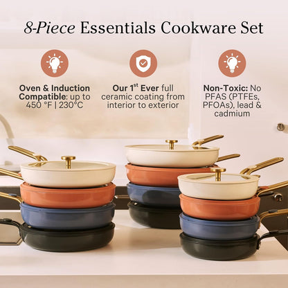Our Place 8-Piece Essentials Cookware Set - Nontoxic Thermakind™ Nonstick & Oven Safe | Blue Salt