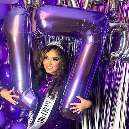 Purple Number 40 Birthday Balloons - 40 Inch Large Mylar Foil 4 & 0 Balloons for Women’s 40th Birthday Party