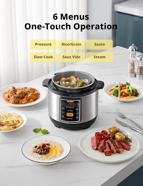 COMFEE’ 7-in-1 Electric Pressure Cooker - Multi-Function Slow Cooker & Steamer, 3 Quart Non-Stick Pot
