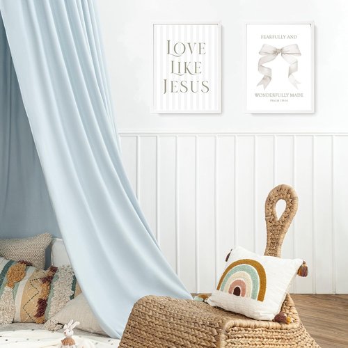 LARTSFRO Coquette Beige Bow Wall Art Decor - Inspirational Christian Posters for Teen Girls | 12x16 Inch Set of 4 Unframed