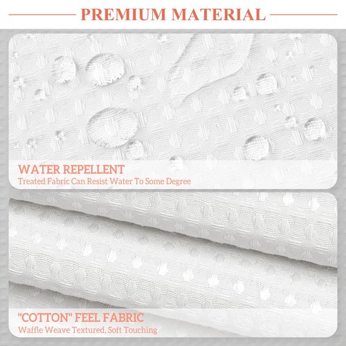 Barossa Design Waffle Weave White Shower Curtain Hotel Luxury Quality, Fabric Shower Curtains for Bathroom, Pique Pattern Cloth, Water Repellent and Machine Washable, Standard Size 71" x 72"