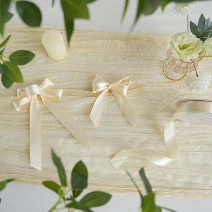 MEEDEE Ivory Double-Faced Satin Ribbon - 1 Inch x 50 Yards for Crafts, Weddings & Holiday Decor