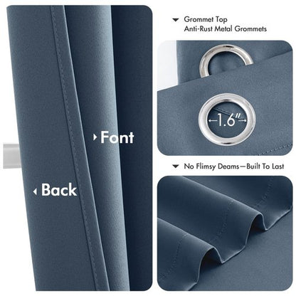 MIULEE Stone Blue Blackout Curtains for Bedroom Living Room 90 Inches Long 2 Panels, Thermal Insulated Room Darkening Drapes Solid Grommet Top Noise Reducing Light Blue Window Treatments 40x90 Inch