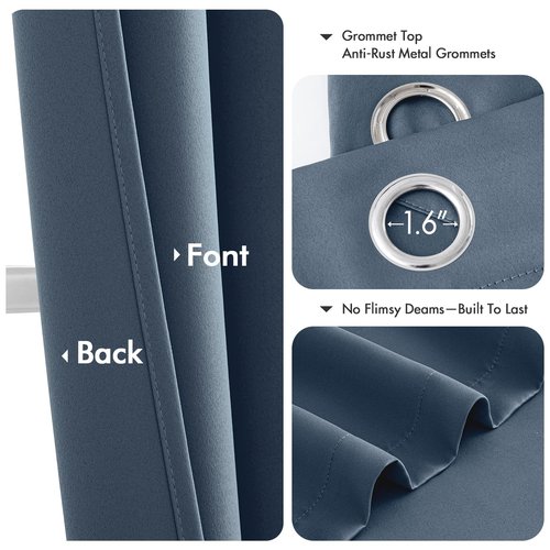 MIULEE Stone Blue Blackout Curtains for Bedroom Living Room 84 Inches Long 2 Panels, Thermal Insulated Room Darkening Drapes Solid Grommet Top Noise Reducing Light Blue Window Treatments 40x84 Inch