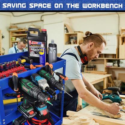 ULIBERMAGNET Power Tool Organizer - Heavy Duty 3-Slot Wall Mount Rack with Screwdriver Holder | Ideal for Garage & Workshop