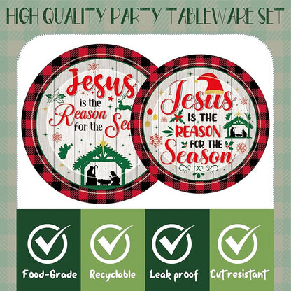 Jesus Is the Reason for the Season Christmas Plates - 9" Dinner Plates, 24 Count - Variation: Jesus Is Reason