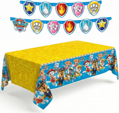 Paw Patrol Tablecloth & Birthday Banner Set - Officially Licensed Party Decorations