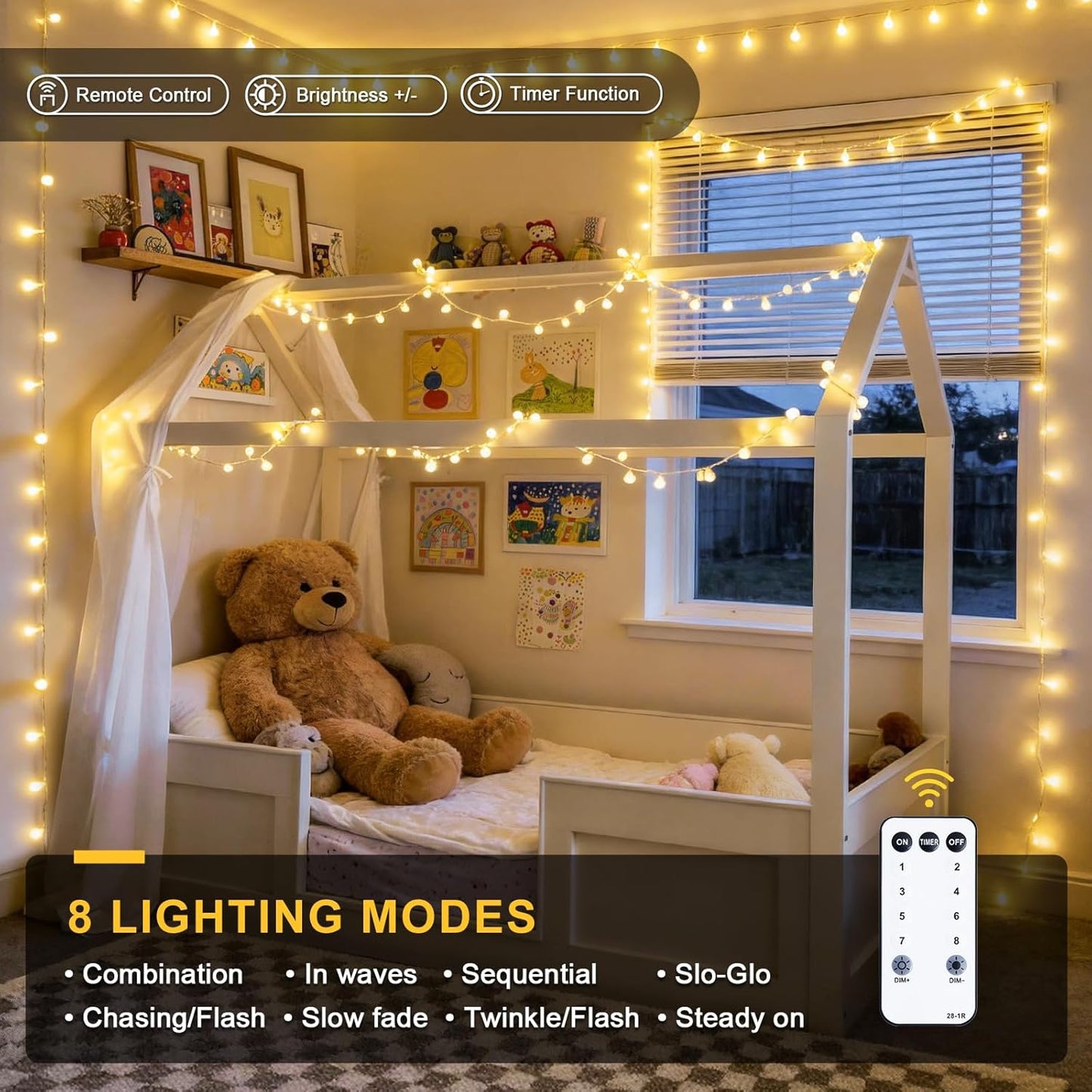 Skiennix 147ft Globe String Lights - Waterproof 300 LED Indoor/Outdoor Fairy Lights | Warm White for Holiday Decor