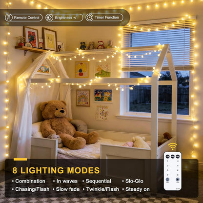 Skiennix 147ft Globe String Lights - Waterproof 300 LED Indoor/Outdoor Fairy Lights | Warm White for Holiday Decor