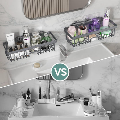 Veken Shower Caddy - Rustproof & Waterproof 6-Pack | No Drilling Adhesive Shelves, Large Capacity Storage, Dark Grey