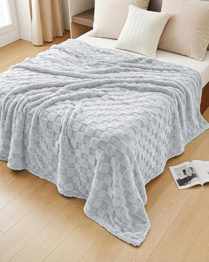 Utopia Bedding Cool Grey Checkered Fleece Throw Blanket - Soft Plush Cozy Design | 50x60 Inches