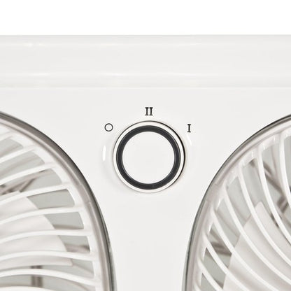 Comfort Zone Living Comfort 9-Inch Twin Window Fan with 2 Speeds & Individually 180° Rotating Fan Heads, Removable Bug Screen – Ideal for Home, Kitchen, Bedroom & Office