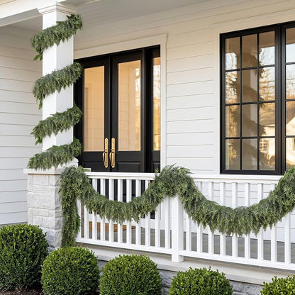 9 ft Dark Green Cedar Garland with Real-Touch PE - Hananona, Thick Ultra-Dense Christmas Decor