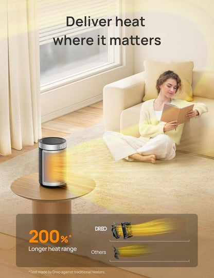 DREO Portable Electric Space Heater - 1500W PTC Ceramic with Thermostat & Remote | Eco-Friendly Design for Home & Office