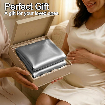 Pro Goleem Nursing Pillow Cover - Soft Silk Feel Feeding Slipcover | 2 Pack in Gray & White