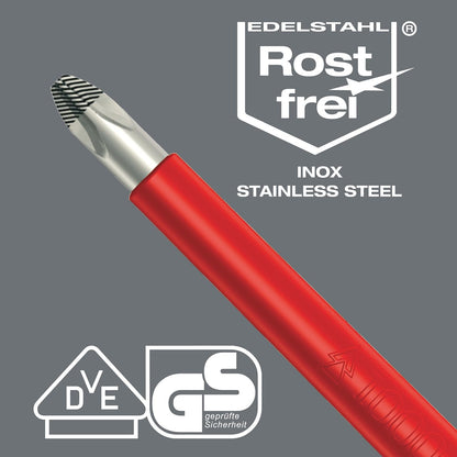 Wera 05022732001 Kraftform VDE Stainless Steel Slotted Screwdriver - 7/32" Head, 3.86" Blade Length