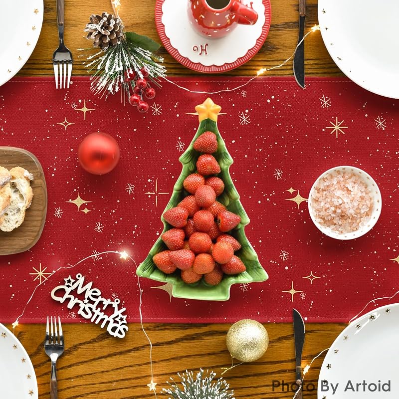 Merry Xmas Trees Table Runner 13x72 inch, Red - Artoid Mode