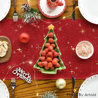 Merry Xmas Trees Table Runner 13x72 inch, Red - Artoid Mode