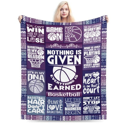 Homieblanket Basketball Blanket for Women Men, Cool Basketball Themed Design Printed Purple Throw Blankets for Teens Adults Lap, Chair Sofa, Soft Fleece Cozy Blanket, 50"x 60"