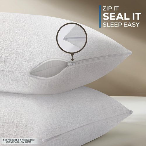 Utopia Bedding Set of 4 Waterproof Pillow Protectors with Zipper Standard Size, Terry Pillow Covers, Bed Bug and Dust Mite Proof Pillow Cases