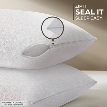 Utopia Bedding Set of 4 Waterproof Pillow Protectors with Zipper Standard Size, Terry Pillow Covers, Bed Bug and Dust Mite Proof Pillow Cases