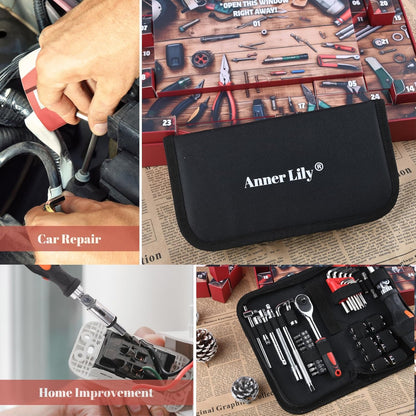 Tool Advent Calendar - 24-Day Mechanics Tools Set for Men | Perfect Christmas Gift for Automotive Enthusiasts