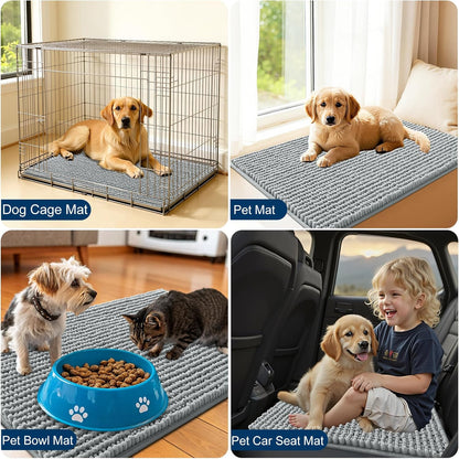 OLANLY Dog Door Mat - Ultra Absorbent Chenille Mud Doormat | Non-Slip, Washable, 30x20, Grey