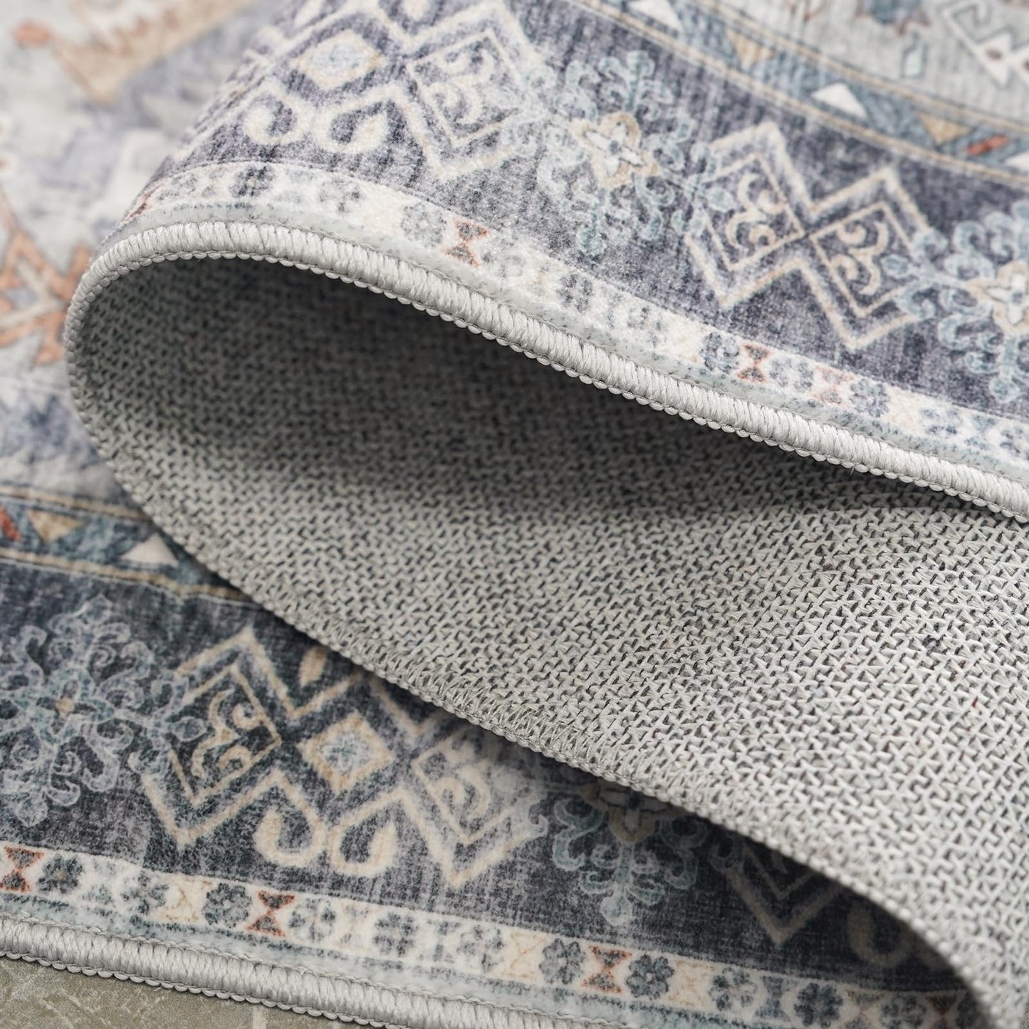 Washable Kitchen 3x8 Runner Rug - 3x8 Hallway Rug Distressed Mats Non-Slip Soft Room Floor Carpet for Dining Room (Grey, 3x8)