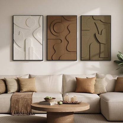 Large Framed 3D Textured Abstract Wall Art - Modern Geometric Decor for Living Room | 24x36 In