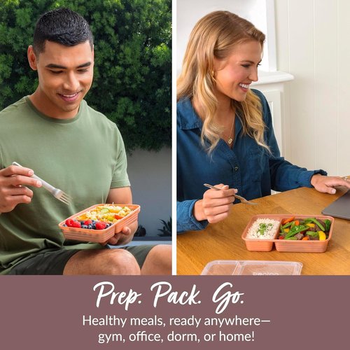 Bentgo Prep - 20-Piece Reusable Meal Prep Containers | Durable, BPA-Free, Microwave & Dishwasher Safe (Rose Gold)