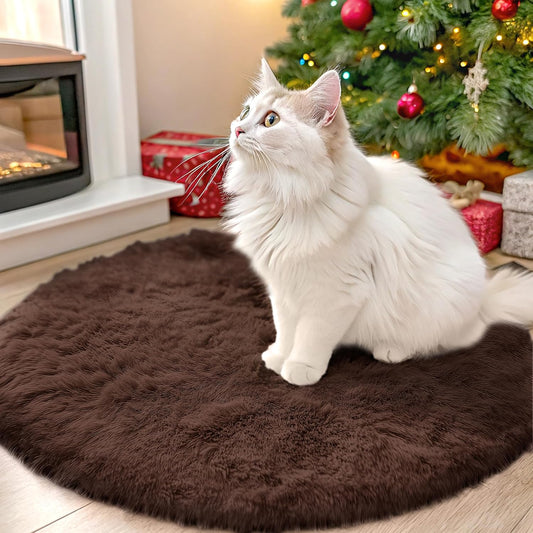 OLANLY Round Coffee Area Rug - Soft, Fluffy, Machine Washable 2 ft Circle Carpet for Bedroom & Living Room Decor