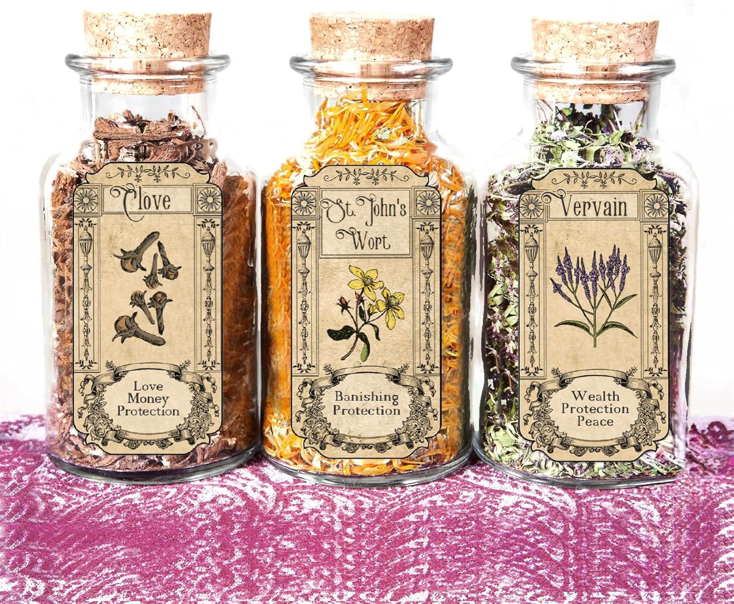 Skiennix 72Pcs Vintage Herb Spice Labels - Apothecary Stickers for Jars & Bottles