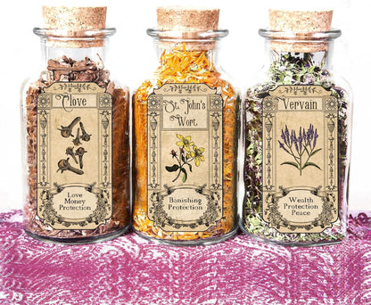 Skiennix 72Pcs Vintage Herb Spice Labels - Apothecary Stickers for Jars & Bottles